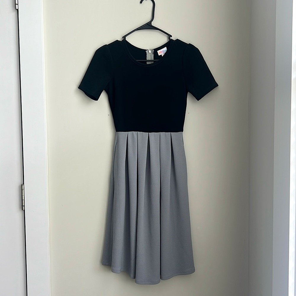 LuLaRoe Amelia Dress, XXS, Black and Gray